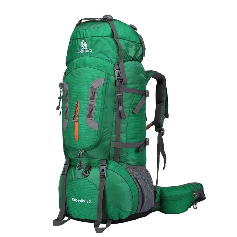 80L Альпинистский рюкзак из парусины Наружный тактический рюкзак Походный кемпинг рюкзак Нейлоновый рюкзак Планка рюкзака для путешествий из алюминиевого сплава - Цвет: Green