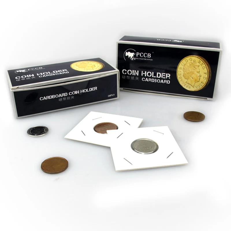 1 PACK Square Cardboard Coin Holders Stamp Holders Cover Case Storage
