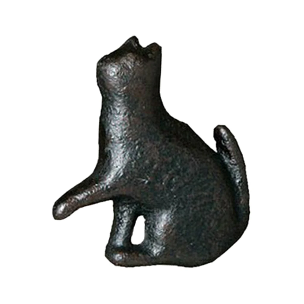 Cast Iron Matt Black Cat Shaped Cupboard Drawer Knob Kitchen Cabinet Door Pull Knobs with Screws