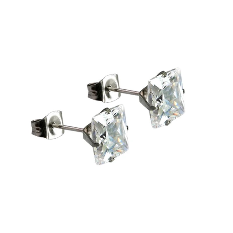 VHCZ01-4 Square White black 3mm 4mm 5mm 6mm 7mm 8mm 9mm 10mm CZ stud earrings