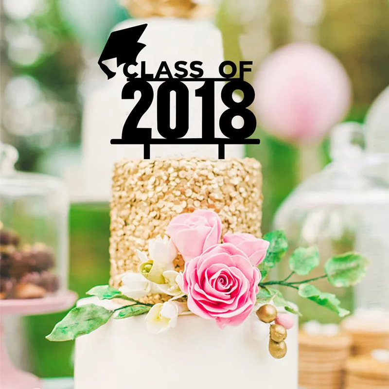 Оптовая продажа класс 2018 черный торт Топпер выпускная вечеринка украшение с