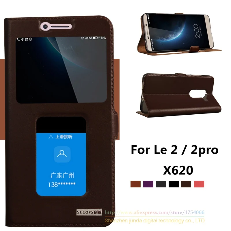 For Letv 2 Le2 X620 Top Quality Natural Genuine Leather Window Magnet Flip Stand Cover Case