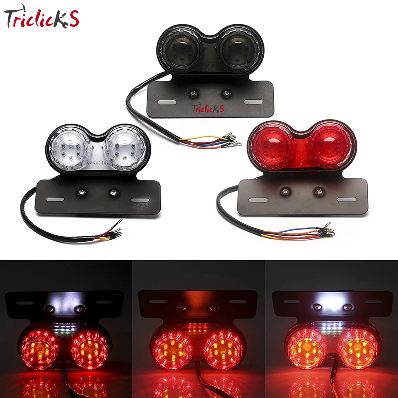 Triclicks мотоциклетные СВЕТОДИОДНЫЕ двойные задние поворотные сигнальные огни стоп
