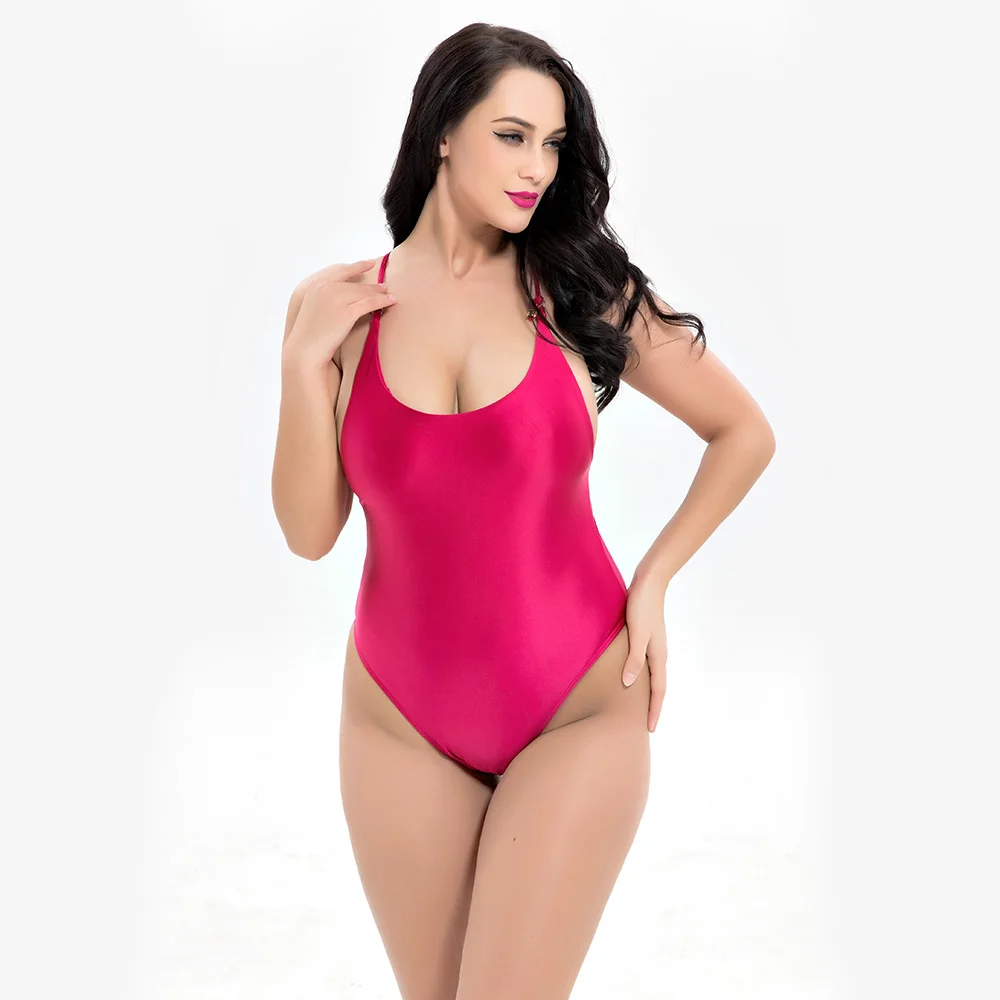 Европа и США продажи новинка большие размеры сиамские сплошной цвет сексуальная горячая весна купальный костюм Цельный купальник для девочек