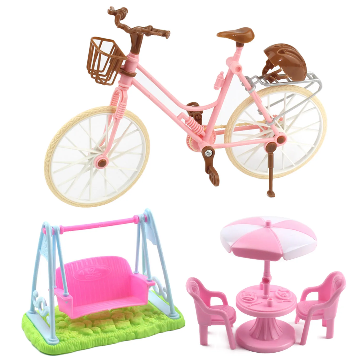 Kids Girls Mini Doll Bicycle Swing Desk Chair Bike Toys Dollhouse Furniture Doll Amusement Devices Accessories Toy for Barbie Kids Girls Mini Doll Bicycle Swing Desk Chair Bike Toys Dollhouse Furniture Doll Amusement Devices Accessories Toy for Barbie
