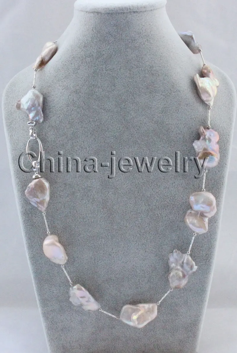 

Hot sell Noble- FREE SHIPPING>>>@@ AS1196 natural pink purple baroque keshi reborn freshwater pearl necklace
