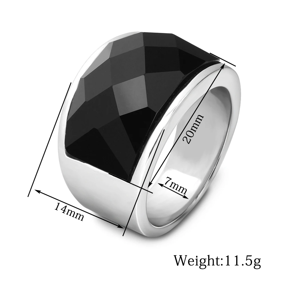Новые модные кольца для женщин/мужчин свадебные ювелирные изделия Большой черный прозрачный камень кольцо 316L нержавеющая сталь Anillos