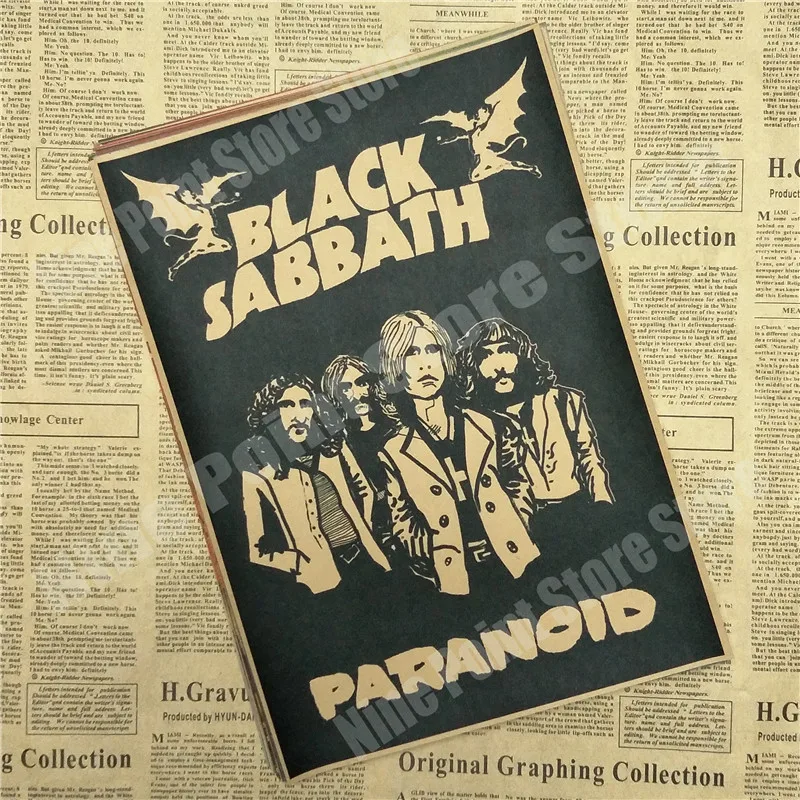 Black Sabbath. Плакат Оззи Осборн. Украшение для домашнего интерьера крафт-кислотная рок-музыка плакат рисунок ядро наклейки на стену 30x21 см - Цвет: Тёмно-синий