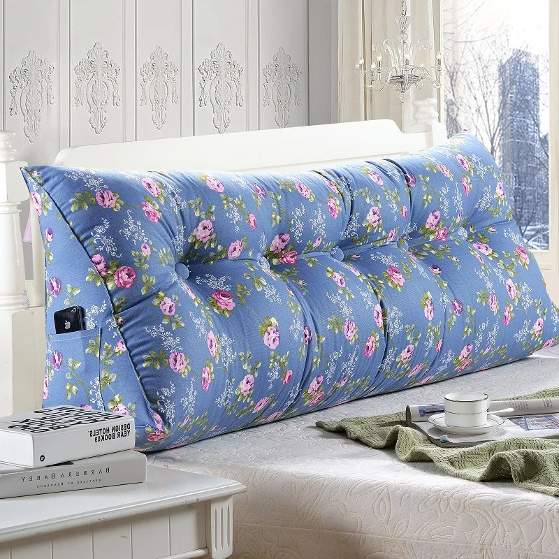 New 50x150cm Printed Cotton Wedge Pillow for Bed Backrest Cushion Washable large Waist Support Cushion Home Decor Bedside Pillow