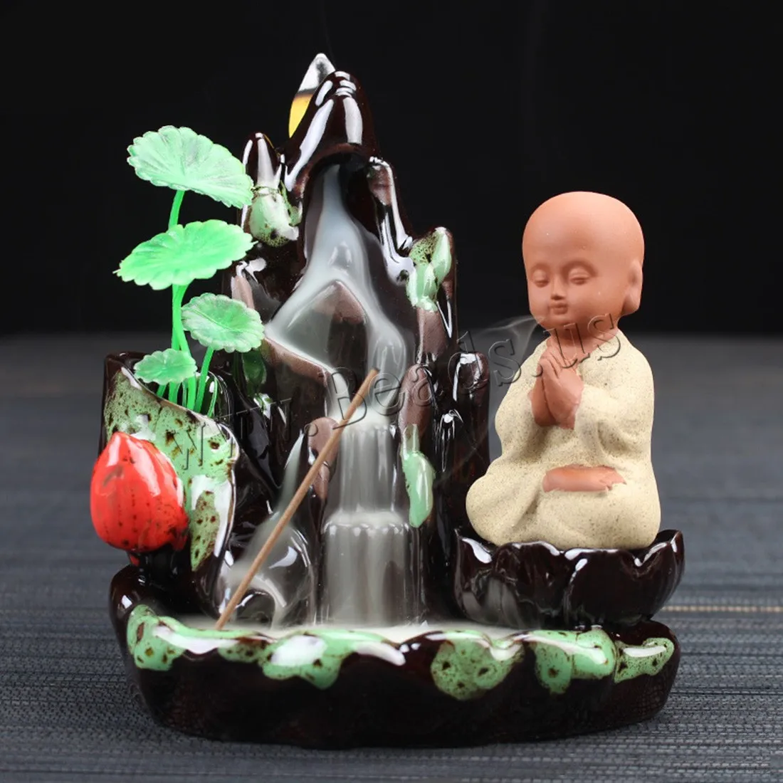 The Little Monk Backflow Incense Burner Glass Flower Pot Plant Container Ceramic Smoke Waterfall Incense Holder Home Decor Gift