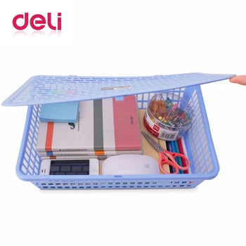 

Deli 2019 1pcs 924 file basket A4 Thickening of plastic storage basket rectangular desktop file storage basket storage box