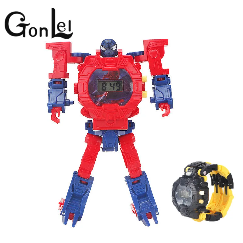

NEW Spiderman Avengers 4 Cartoon Children Watches Robot Batman Irom Captain America Kids Watch Kids Girls Wristwatch