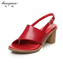 Gladiateur Sandales Femmes Sangle Arrière Épais Haute Talons Chaussures Femmes véritable En Cuir Grande Taille Flip Flop Sandales 2017 D’été Grand taille