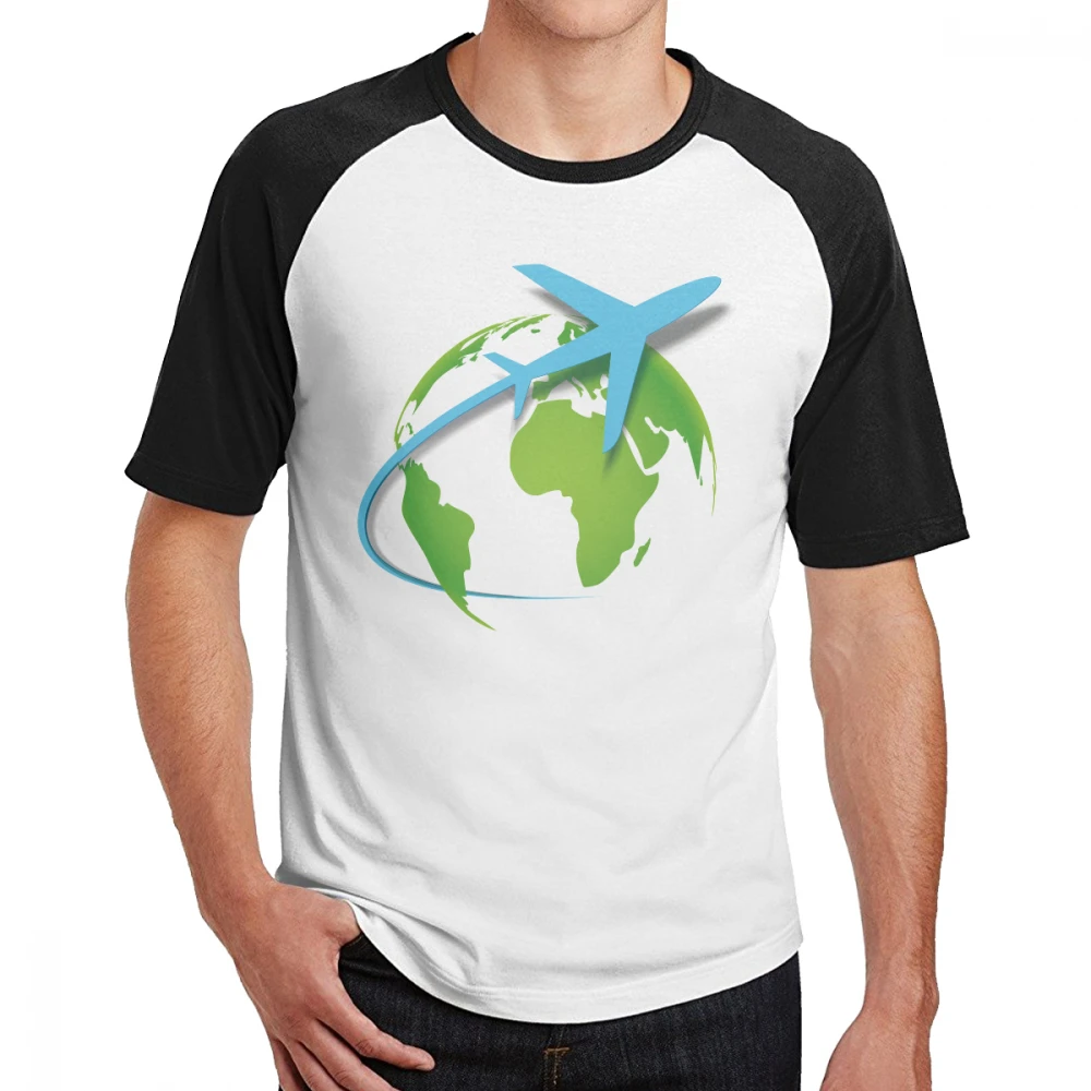 Travel Around The World Men's Short Sleeve Raglan Baseball T Shirt Custom Own Love Tee for boyfriends | Мужская одежда