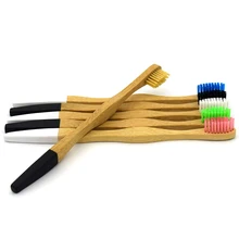 Черный 1 шт. экологичный бамбук древесный уголь зубная щетка для ухода за полостью рта чистка зубов эко средней мягкости щетки для волос