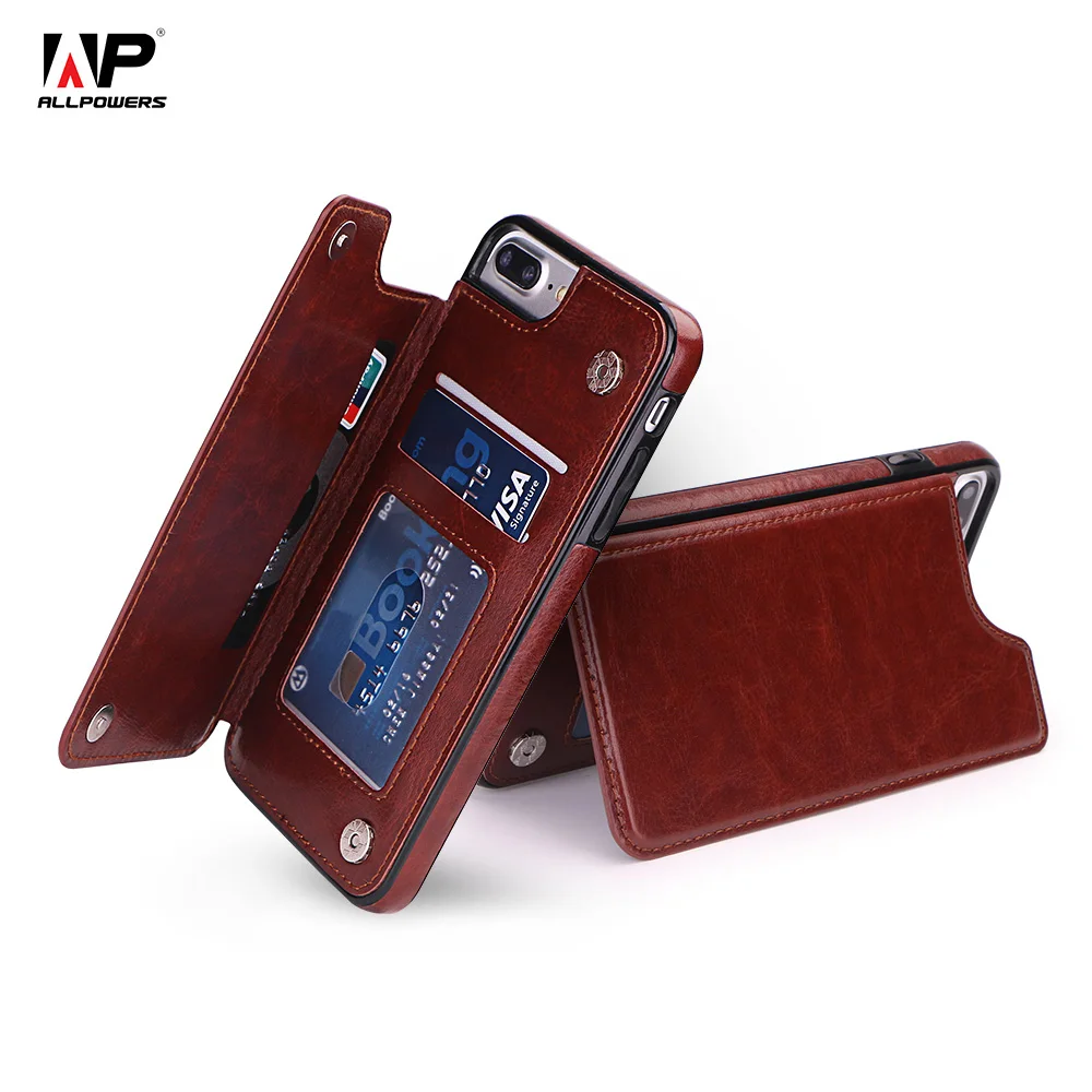 Leather Flip Case for iPhone 7 8 Plus X Multi Card Slots Kickstand