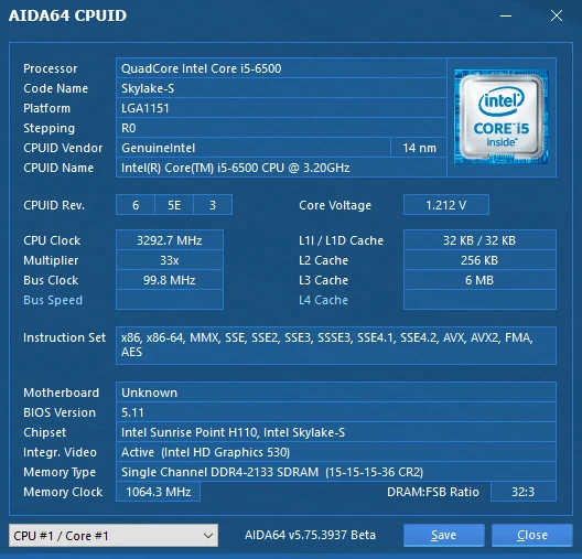 i5 6500 cpuid