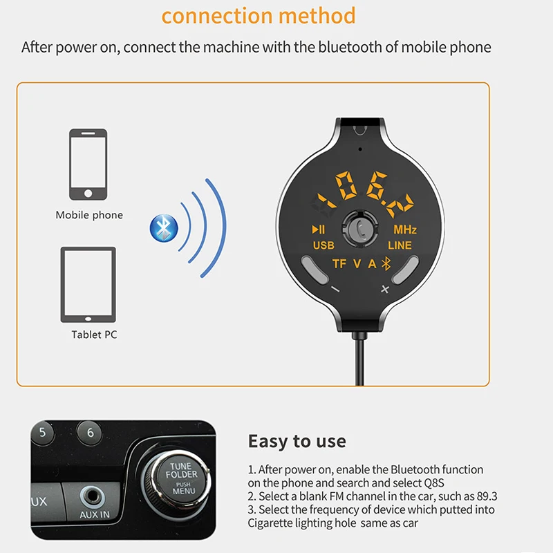 Nulaxy Wireless FM Transmitter Bluetooth Car Kit Car MP3 Player With LCD Display USB Charger Support TF Card For iPhone&Android