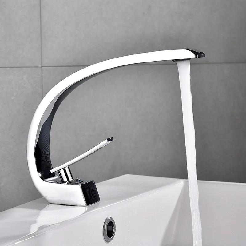 Basin Faucets Modern Bathroom Sink Mixer Tap Brass Washbasin Faucet Single Handle Single Hole Elegant Crane For Bathroom E