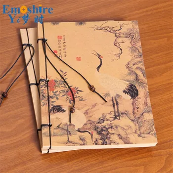 

Crane Ancient China Landscape Series Art Students Painting Kraft Paper Blank Notepad Note Book Retro Vintage Notebook New N312