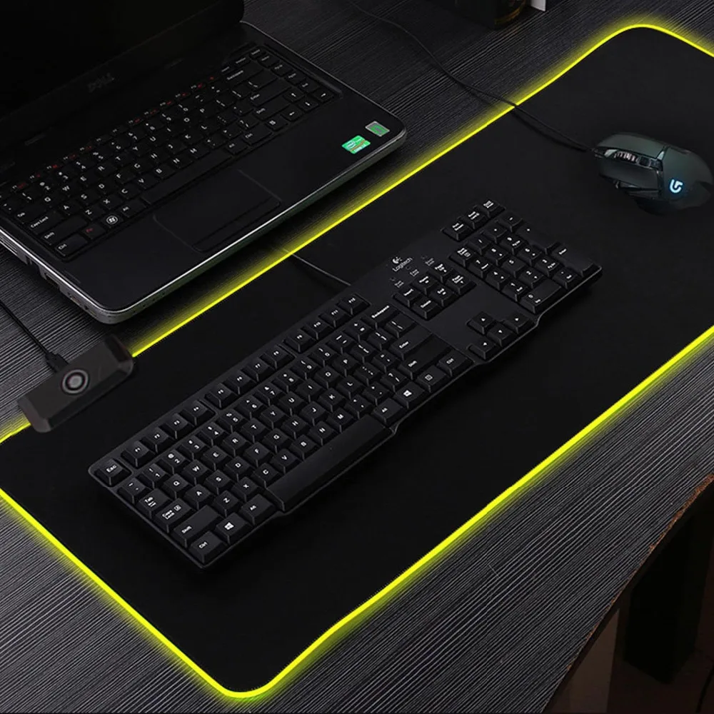  Besegad 31 x 12 Inch Large RGB Mousepad LED Colorful Lighting USB Wired Gaming Mouse Pad for Dota 2