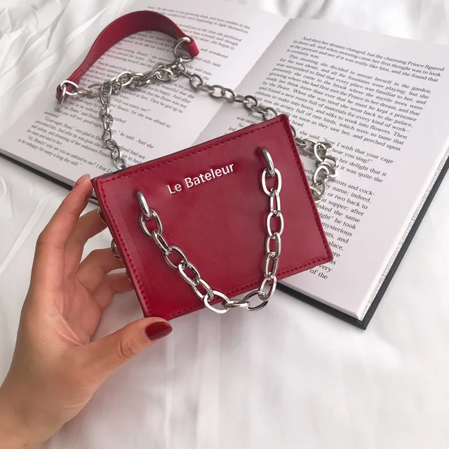 Женская мини-сумка с цепочкой, сумки через плечо для подарка, брендовые дизайнерские сумки через плечо, ретро черный мешок - Цвет: Red