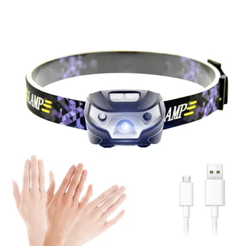 

SOLOLANDOR Mini Rechargeable LED Headlamp Body Motion Sensor Headlight Camping Flashlight Head Light USB Torch Or Use AAA Lamp