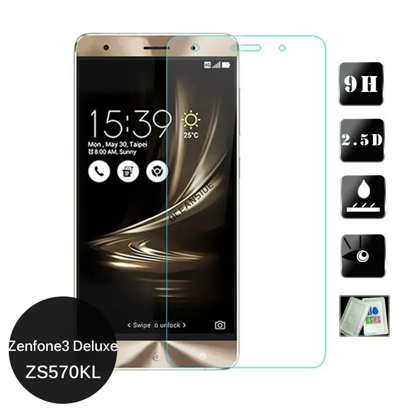 

2PCS For Asus Zenfone 3 Deluxe Zs570KL Tempered Glass Screen Protector 2.5 9h safety Protective Film on Zenfone3 Zs570 kl