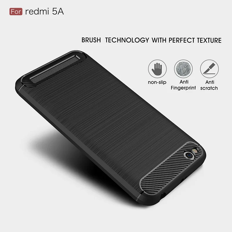 

For Xiaomi Redmi 5A Case Carbon Fiber Soft Silicone TPU ShockProof Cover Full Protector Phone Back Case Funda Redmi 5A 5.0" Capa