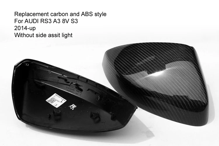 Для Audi RS3 A3 8V S3 карбоновое зеркало заднего вида с и без полосы боковой помощи Замена глянцевый черный