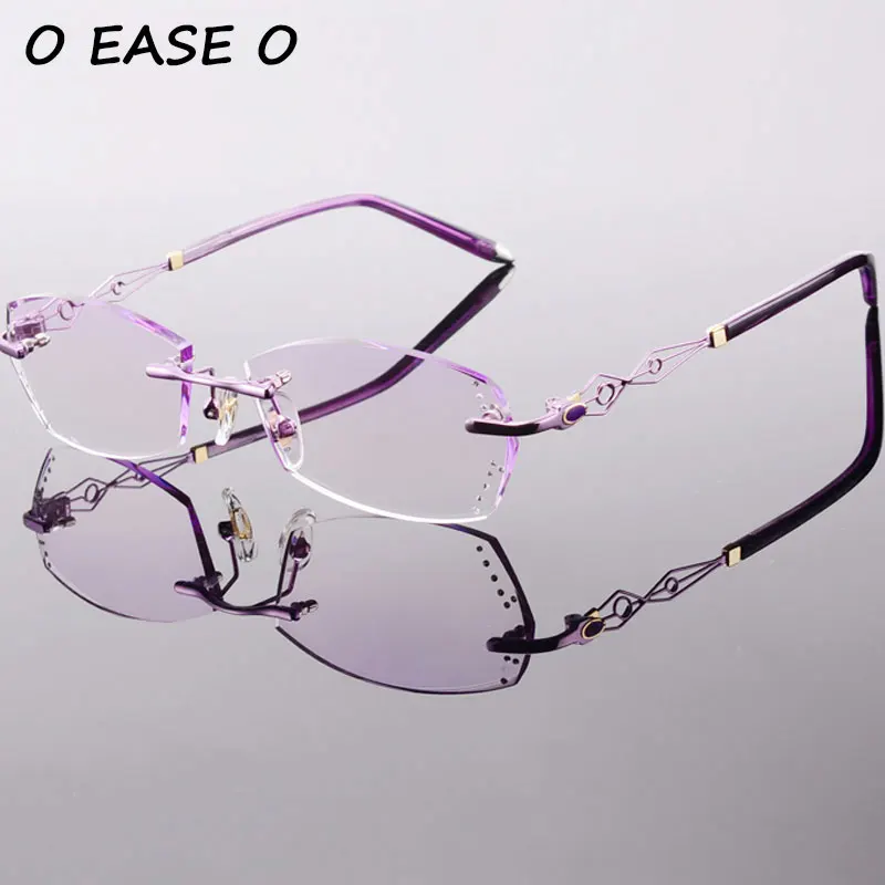 

2017 Titanium Rimless Eyewear Luxury Glasses Korean Women Including 1.61 Asphereic Tinted HMC UV400 EMI Lenses 58073