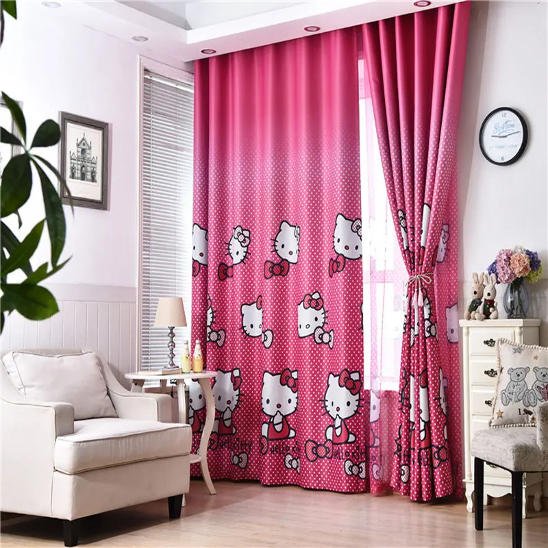 Розовые занавески с принцессой Hello Kitty для девочек, занавески для ванной, занавески для дома|curtains for|princess curtaincurtains for girls room | АлиЭкспресс