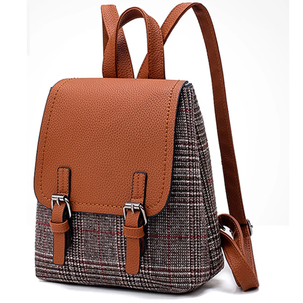 Retro Women Backpack Lady soft PU Leather new fashion Korean style wild personality student Fashion Women Backpack bag