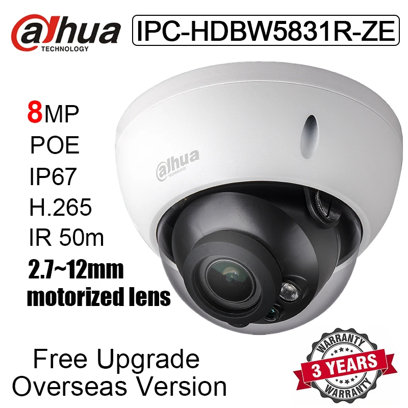 Dahua IPC-HDBW5831R-ZE 8MP POE WDR IR купольная сетевая камера IR 50m 2,7 мм-12 мм объектив замена IPC-HDBW5830R-Z ip-камера с логотипом