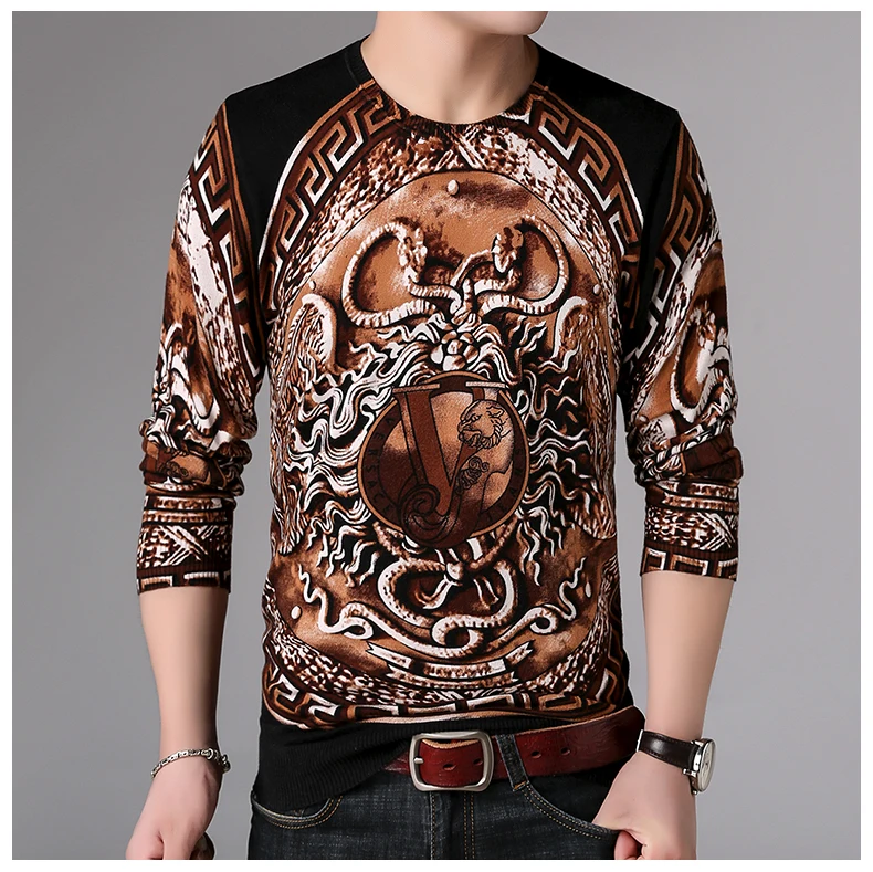Autumn Men'S Sweater Knitted Sweaters Vintage Man Streetwear Sweater Men Retro Big Size Man Snake Print Knitted Pullover Spring (4)