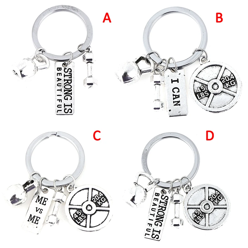 1pc Fashion Barbell Dumbbell Fitness Gym Keychain Pendant Keyrings Sport Accessories