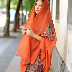 Новый женский длинный большой вышитые шарфы цветочный набивной платок этнический тип осень зима шарф TS95