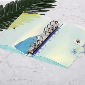 

Transparent laser binder travel rainbow bright hand account clip shell A5 A6 PVC portfolio bag multifunctional document envelope