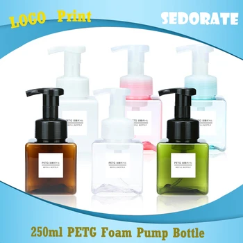 

Sedorate 20 pcs/Lot 250ML Square PETG Pump Foam Bottle Empty Cosmetic Containers Plastic Face Foam Refillable Bottle FY003