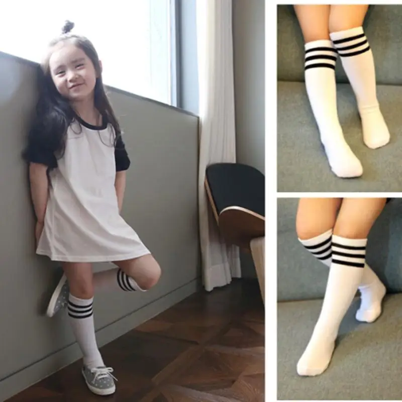 1 пара, новые популярные хлопковые носки в полоску с высоким голенищем для мальчиков и девочек футбольные носки принцессы, BTWS0097