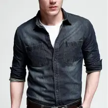 Хит весна и осень Мужская Новая повседневная Модная хлопковая ковбойская рубашка с длинным рукавом/S-XXXL