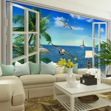Special Price Mediterranean seascape window seabirds papel de parede 3d photo wallpaper mural wallpaper for living room wall papers home decor Special Price Mediterranean seascape window seabirds papel de parede 3d photo wallpaper mural wallpaper for living room wall papers home decor