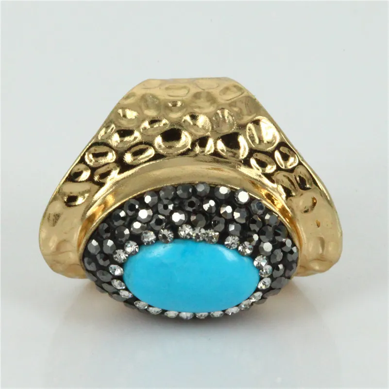 Очаровательное кольцо из чистого золота с натуральным пресноводным жемчугом, голубой бирюзовый бисер, регулируемое кольцо-манжета для женщин