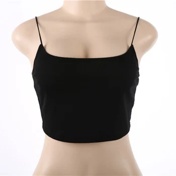 

White Black Tops Cotton Summer Sexy Crop Tops Sleeveless Straps Tank Top Solid Fitness Lady Camis Casual Apparel Accessories