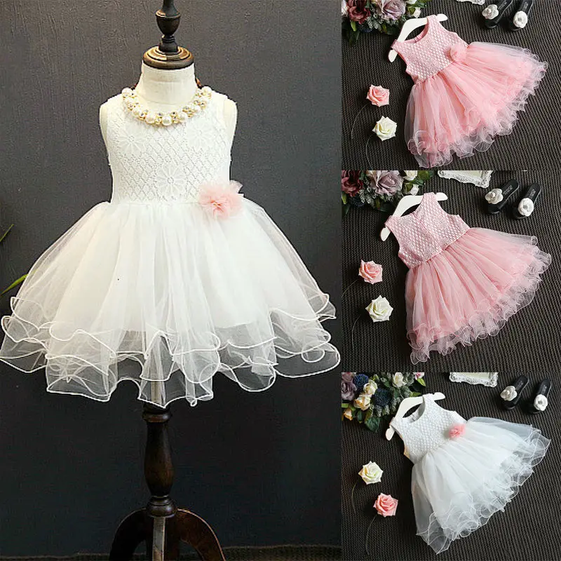 Детское летнее платье симпатичное платье с кружевом и цветами для маленькой принцессы детская одежда для девочек для празднования дня рождения платье-пачка из фатина