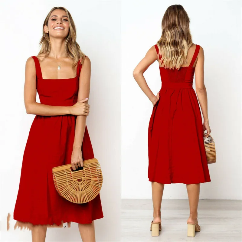 Womens Boho Floral Maxi Dress Party Evening Summer Beach Sundress Plus Size Fashion Female Solid Color Long