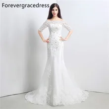 Forevergracedress Vintage Cheap Wedding Dress Mermaid Off The Shoulder Applique Lace Long Bridal Gown Plus Size Custom Made