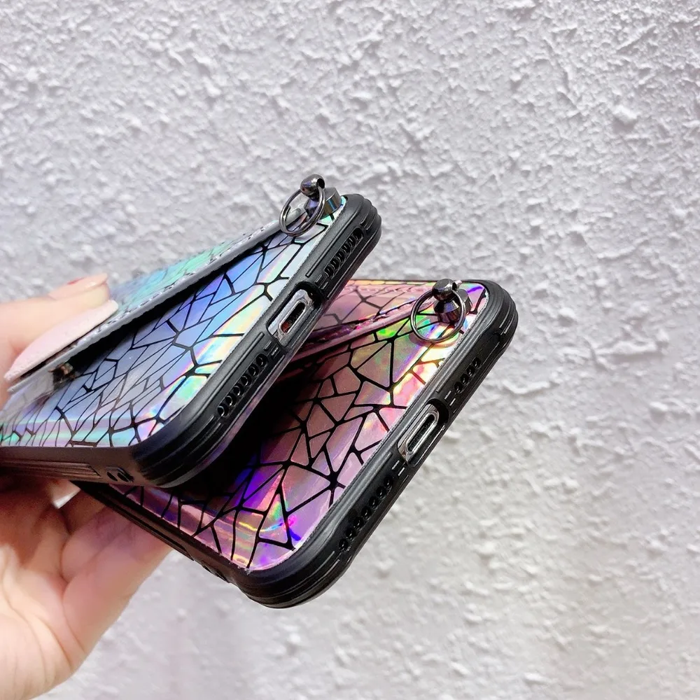Cases For iPhone X Xr Xs Max Case Korean Laser Love Heart Flip Leather Stand Wallet Neck Strap Case For iPhone 7 8 6S Plus Cover (5)