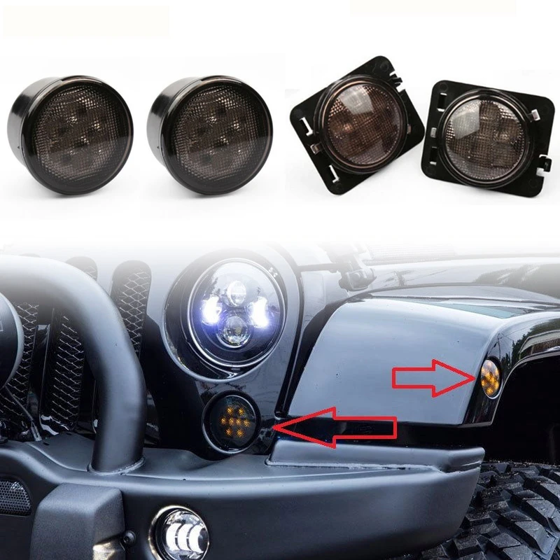 LED Front Turn Signal Light for Jeep Wrangler JK 2007-2016 Yellow Amber Fender Side Combo Lens | Автомобили и мотоциклы
