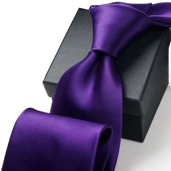 

2019 New Men Ties Designers Fashion 7cm England Business Casual Neck Tie Solid Color Wedding Party Groom Ties with Gift Box